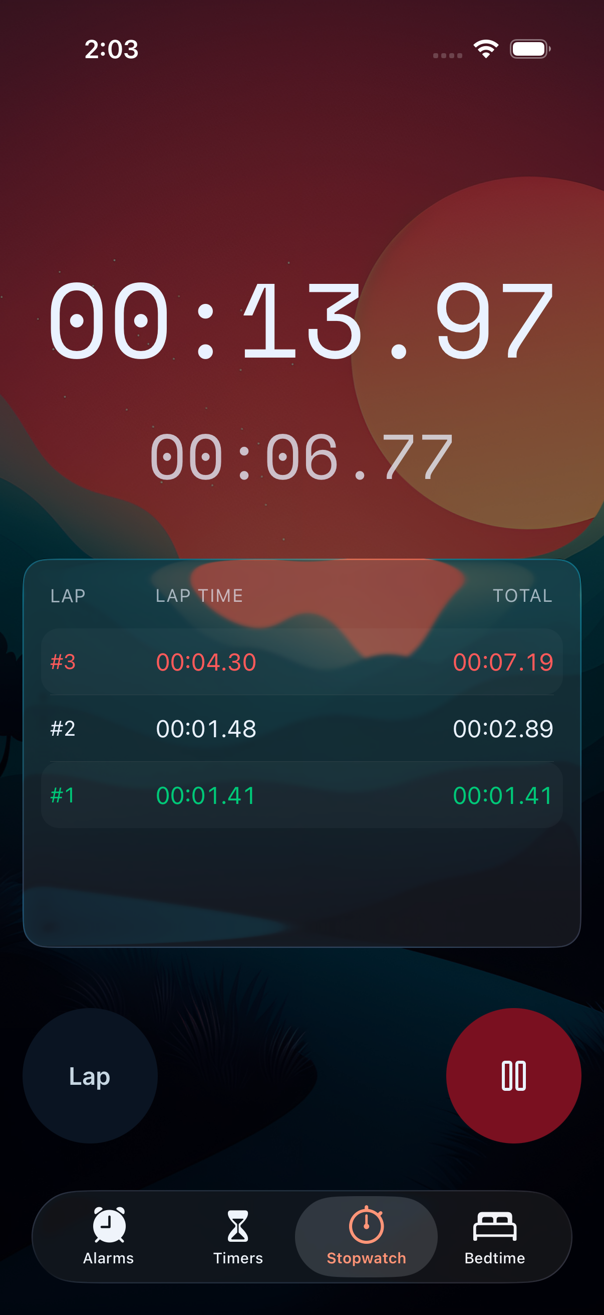 Don't Snooze stopwatch with lap tracking and precise timing