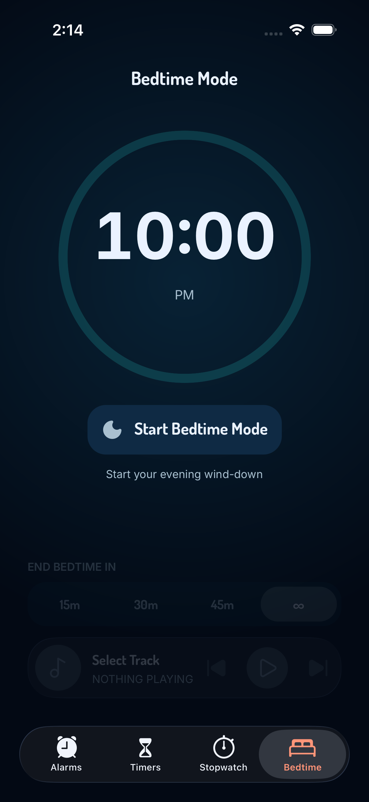 Don't Snooze bedtime mode with clock display and wind-down options
